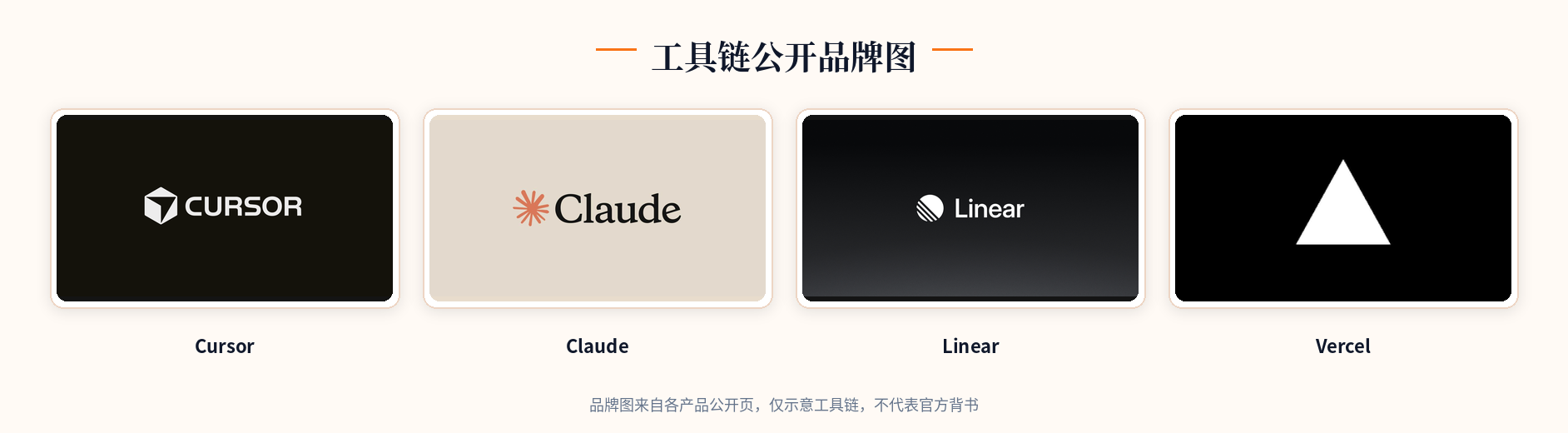 Cursor / Claude / Linear / Vercel 公开品牌图